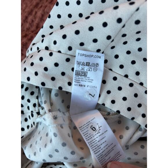 Topshop | Cropped Wide-Leg Pleated Trousers | Striped & Polka Dot | Petite Sz 4 - Picture 4 of 5